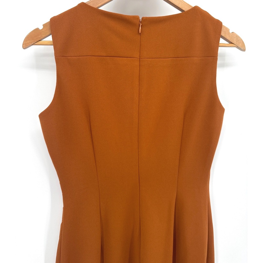 Calvin Klein Sheath Midi Dress Women's 4 Orange Rust Sunburst Pleated Sleeveless - Picture 7 of 9